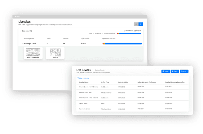 Digital floorplans with live device data